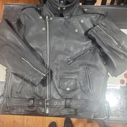 Vintage 1980s Excelled Black Genuine Leather Motorcycle Jacket Coat Bomber Rebel Punk 48 Reg