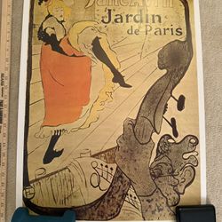 “Jane Avril Jardin de Paris" BN Poster by  Henri de Toulouse-Lautrec