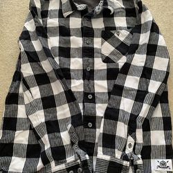 Big Boy’s cotton Plaid Shirt, Black/White, 14-16