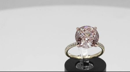 6ct Fancy Pink Portuguese Cut Lab diamond ring