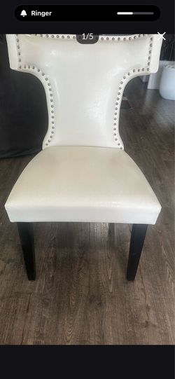 4 set Faux leather white dining table chairs