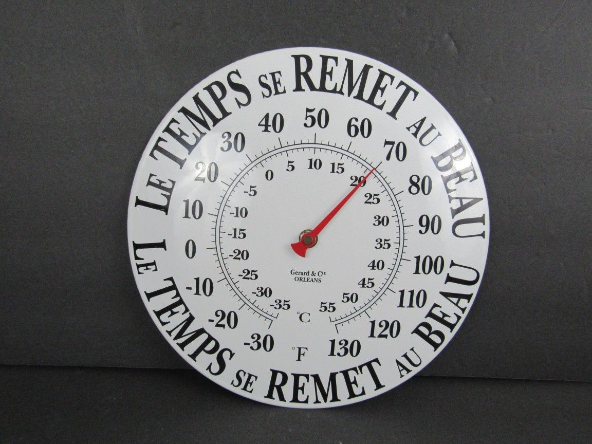 Gerard & Cie Orleans "Le Temps Se Remet Au Beau" Steel Thermometer