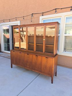 Mid-Century Modern Mount Airy "Janus" Walnut Buffet & Hutch by John Stuart – Fully Restored