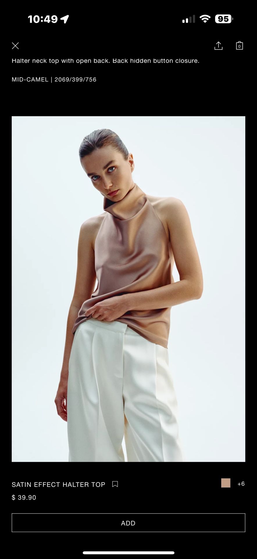 Zara: Satin Effect Halter Top (Large)