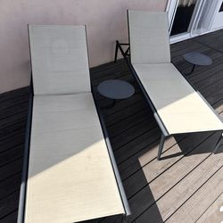 2 x Sun Loungers with Tables
