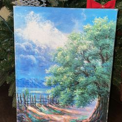 Nature Country Side Painting/Art Wall Decoration 15.5”L 
