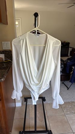 Fashion Nova White Draped Bodysuit