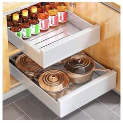 21” Deep Pull Out Cabinet Organizer (White)