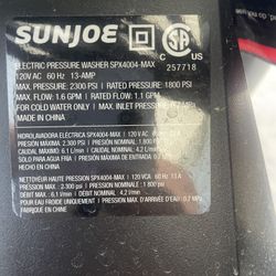 2300 Sunjoe Pressure Washer 