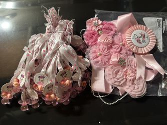 Baby Shower baby shower pacifier necklace . Sash, For Mom And Dad