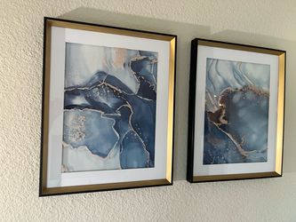 Set of 2 Framed Abstract Wall Art Prints