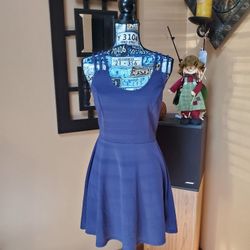 CHARLOTTE RUSSE BLUE TEXTURED CRISSCROSS BACK DRESS