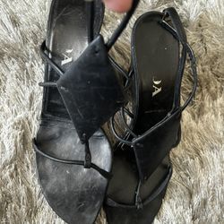 Prada Strappy Sandals diamond cut dress shoes y2k wedge lace up platform vintage