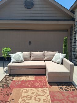Beige Pullout Sectional Couch- Free Delivery
