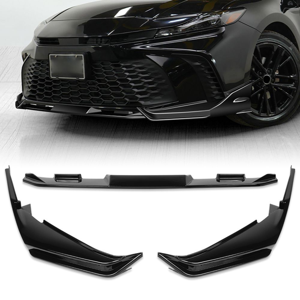 For 2025-2026 Toyota Camry SE XSE Painted BLK Front Bumper Lip Spoiler Splitter -(2-PU-399-PBK