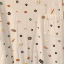 Vintage Avon White Tee w/ Buttons Sewn On