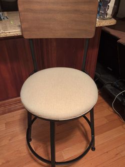 Modern Bar Stool / Counter Height - Wood Back + Upholstered Seat - Like New