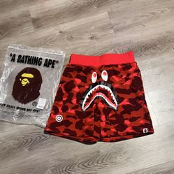 Red camo bape shorts 