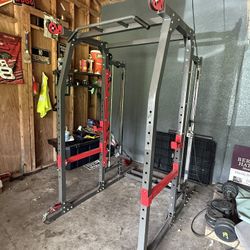 Smith Machine Home Gym System Cage Squat Rack & Cables