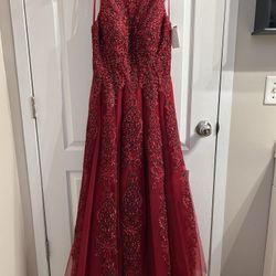 Size 6 Garnet Colored Formal Dress