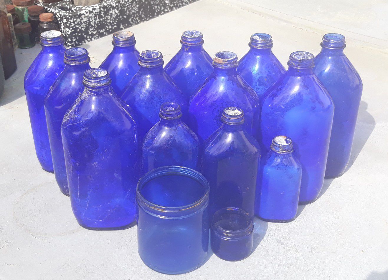 Collector Cobalt Blue Glass Bottles [15]