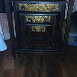 Antique Hand Carved Nesting Tables