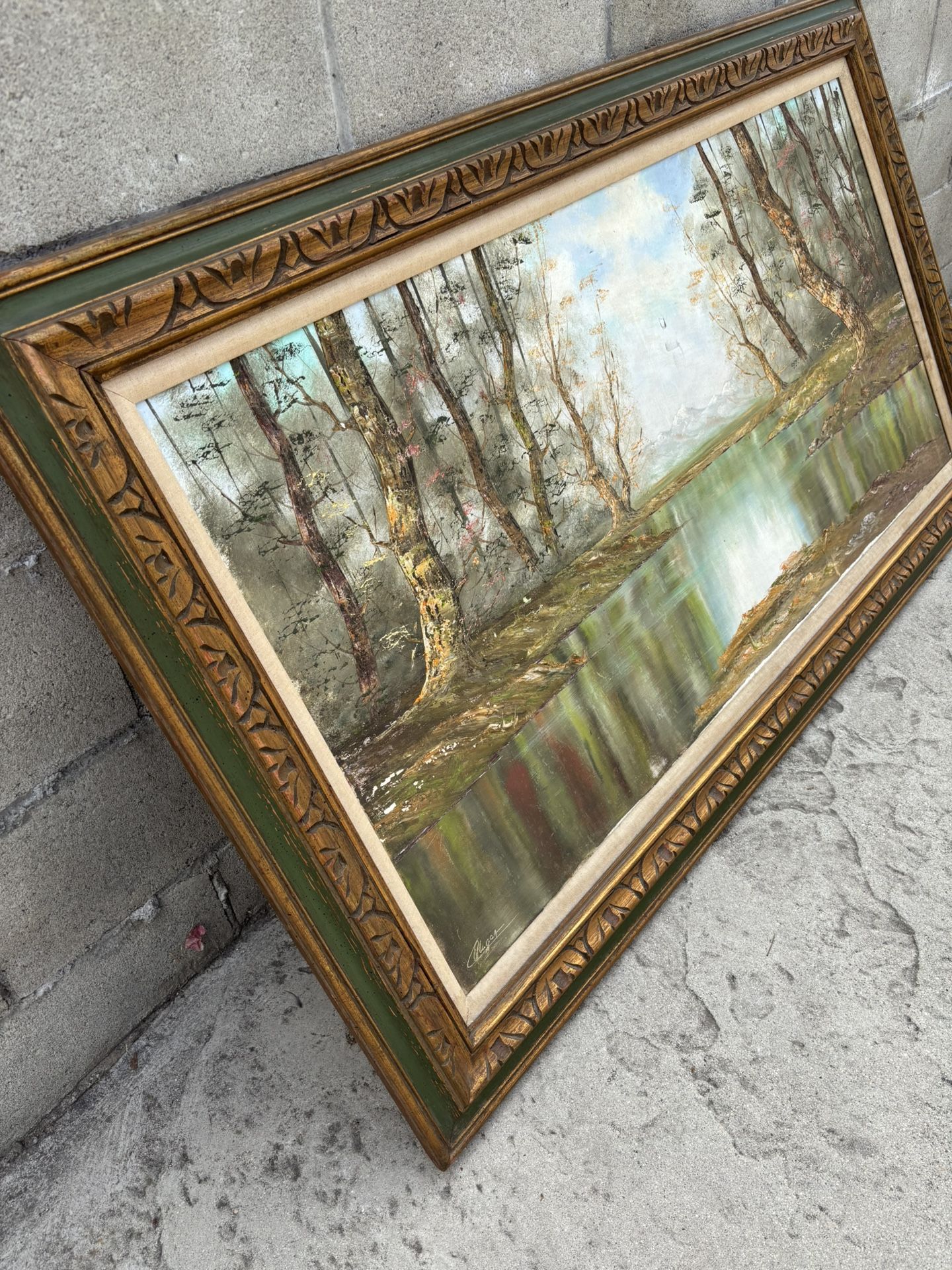 wooden frame with art 56 x 33”