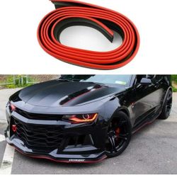 Universal 8FT Black Red Front Bumper Lip Splitter Chin Spoiler Body Kit Trim
,