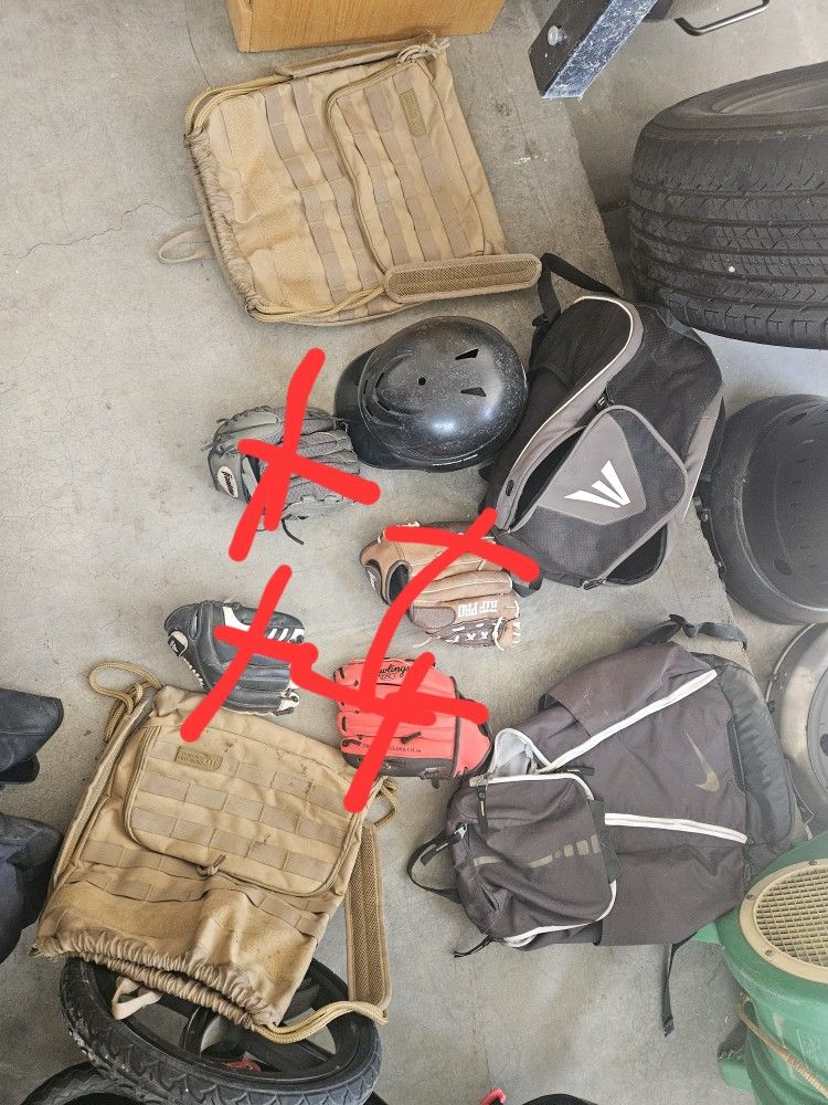 Baseball Helmet And Bags