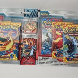 Pokemon XY 3 Pack Blister Charizard X & Y Pins Flashfire XY Base 