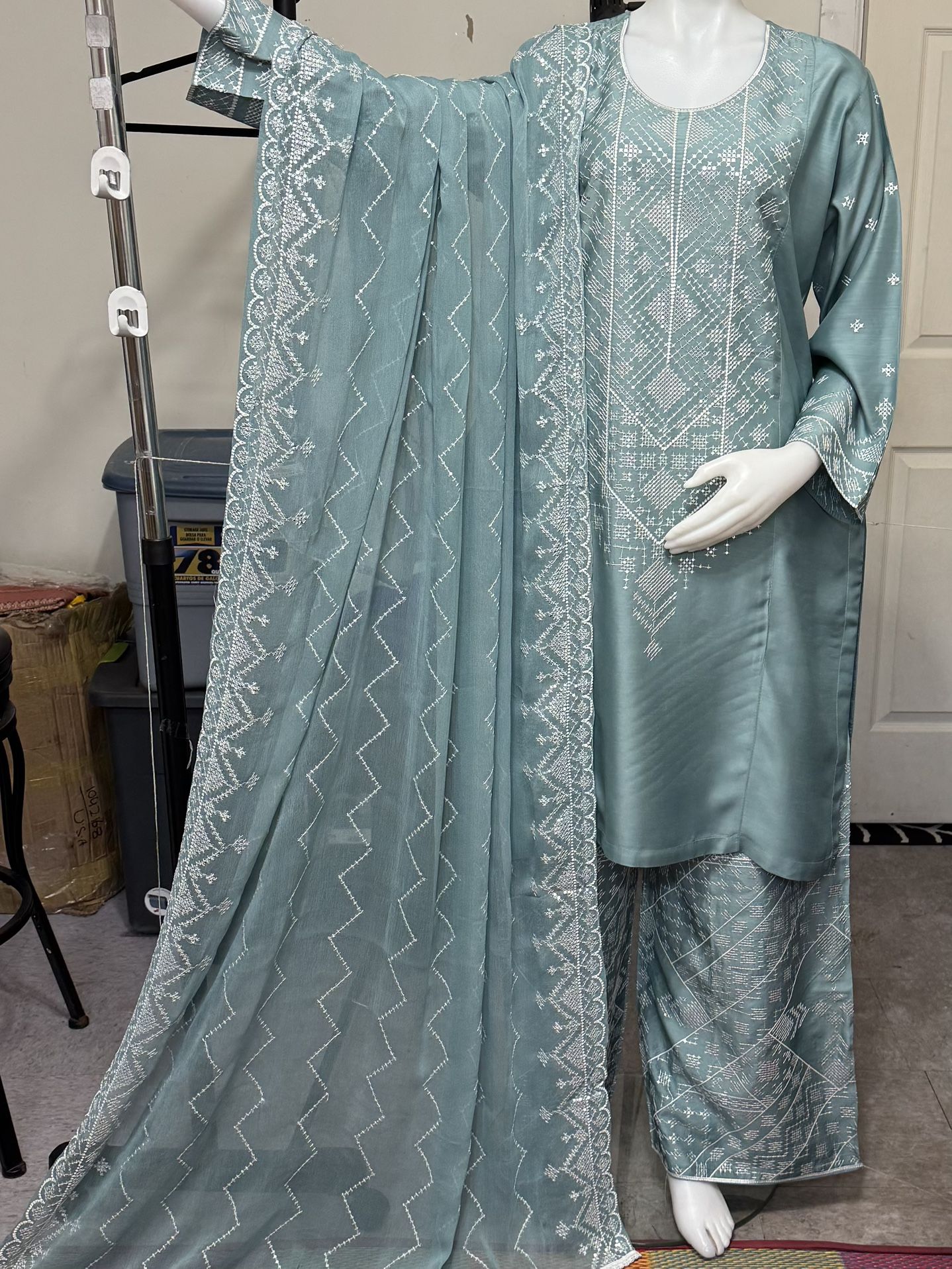 Viscous Embroidered Palazo Dress
