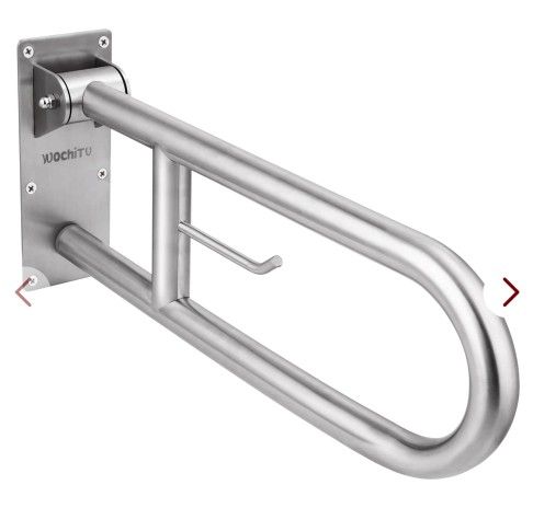 Handicap Grab Bars - 29.5" Stainless Toilet Safety Rail - Disabled Flip-Up Bathroom Grab Bar