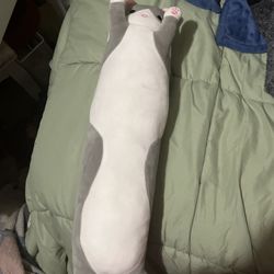 Cute Adorable Long Grey/White Cat Plushie Stuffed Animal