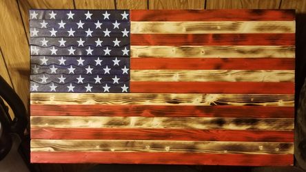 Rough Draft HAND CARVED American FLAGS