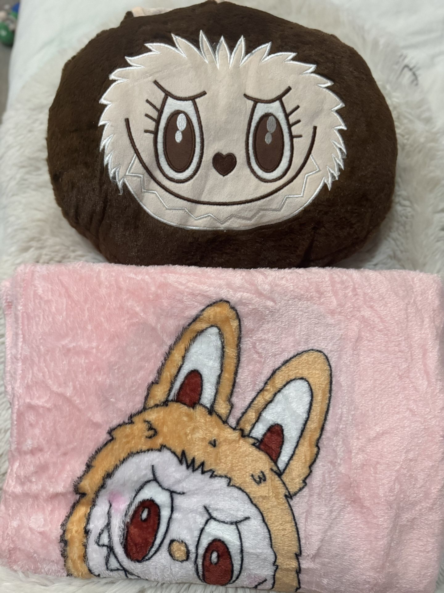 Labubu Brown 2-in-1 Plush Pillow and Blanket Set - New with tag
