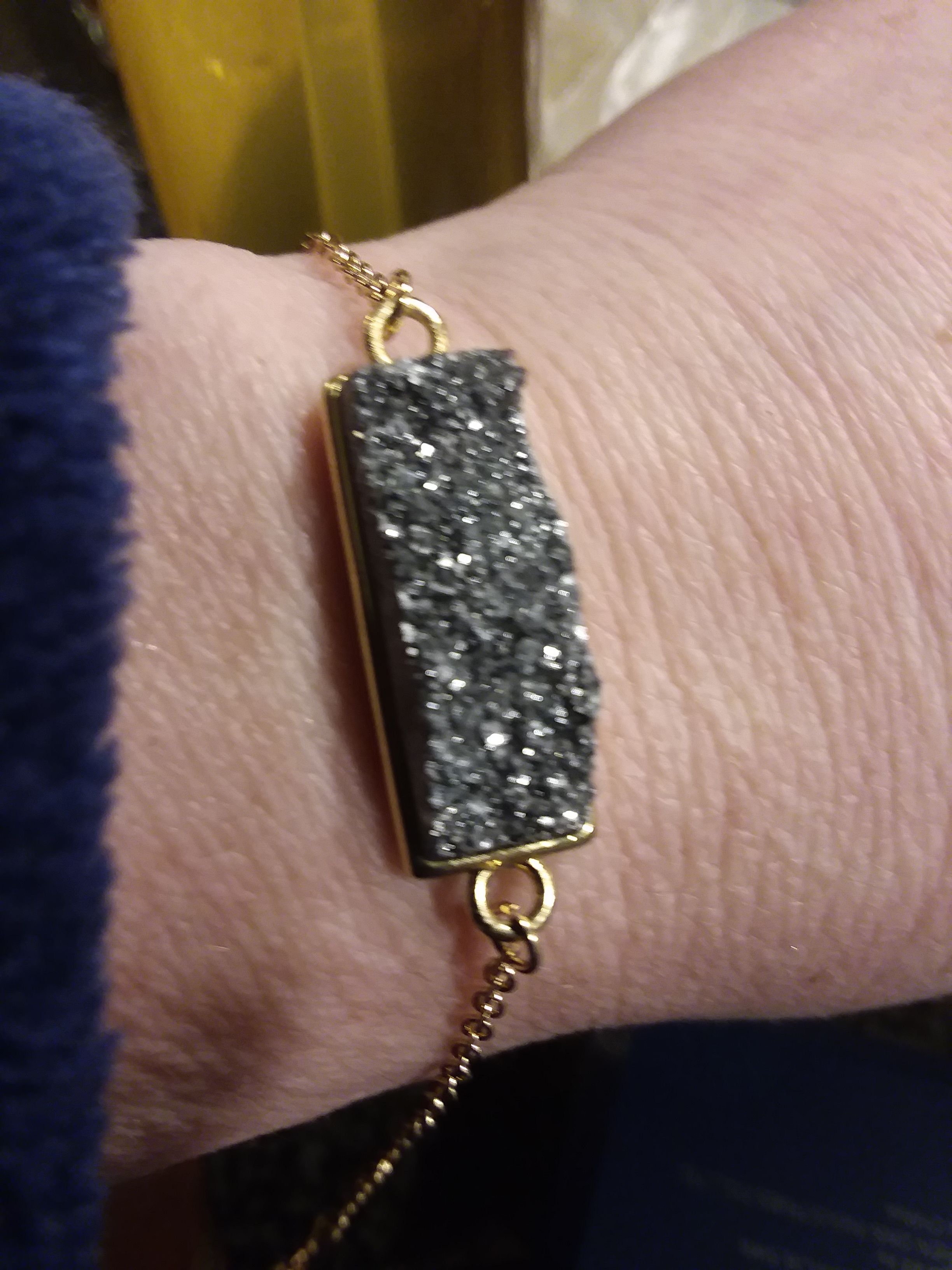 14k over silver druzy quartz bracelet
