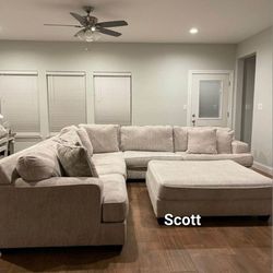 Rawcliffe Parchment Modular Sectional 3 Piece Ashley Couch New 