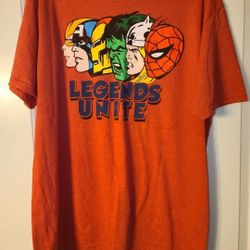 Marvel Comics Mens T-Shirt - Legends Unite Classic Comic Hero Size XL (Ts-E3)