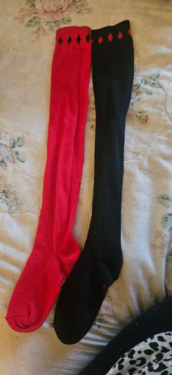 Red and Black Diamond Knee-High Socks