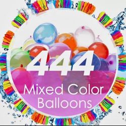 444 pcs Shots Rapid-Fill Crazy Color Water Balloons for Kids Set Party Games Plus Free Water Nozzle