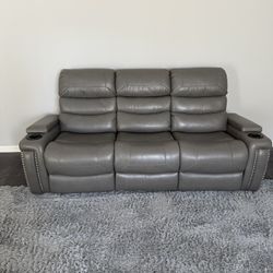 Reclining Gray Sofa with Lights