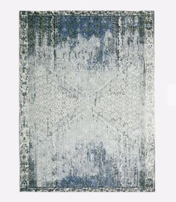 West Elm Distressed Ensi Rug, 5x8, Blue Stone