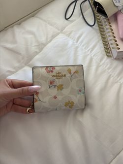 Coach Snap Wallet In Signature Canvas With Mystical Floral Print.