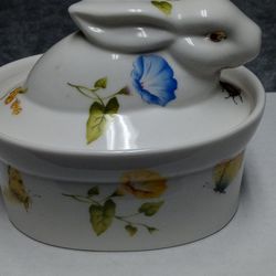Grace Teaware Collection Sugar Cup Jar Rabbit Bunny Butterflies Flowers