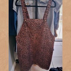 Leopard Print Overall Dress