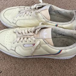 Size 12 Adidas Men's Continental 80 Sneakers Mist Sun/ Hi Res Aqua / Scarlet