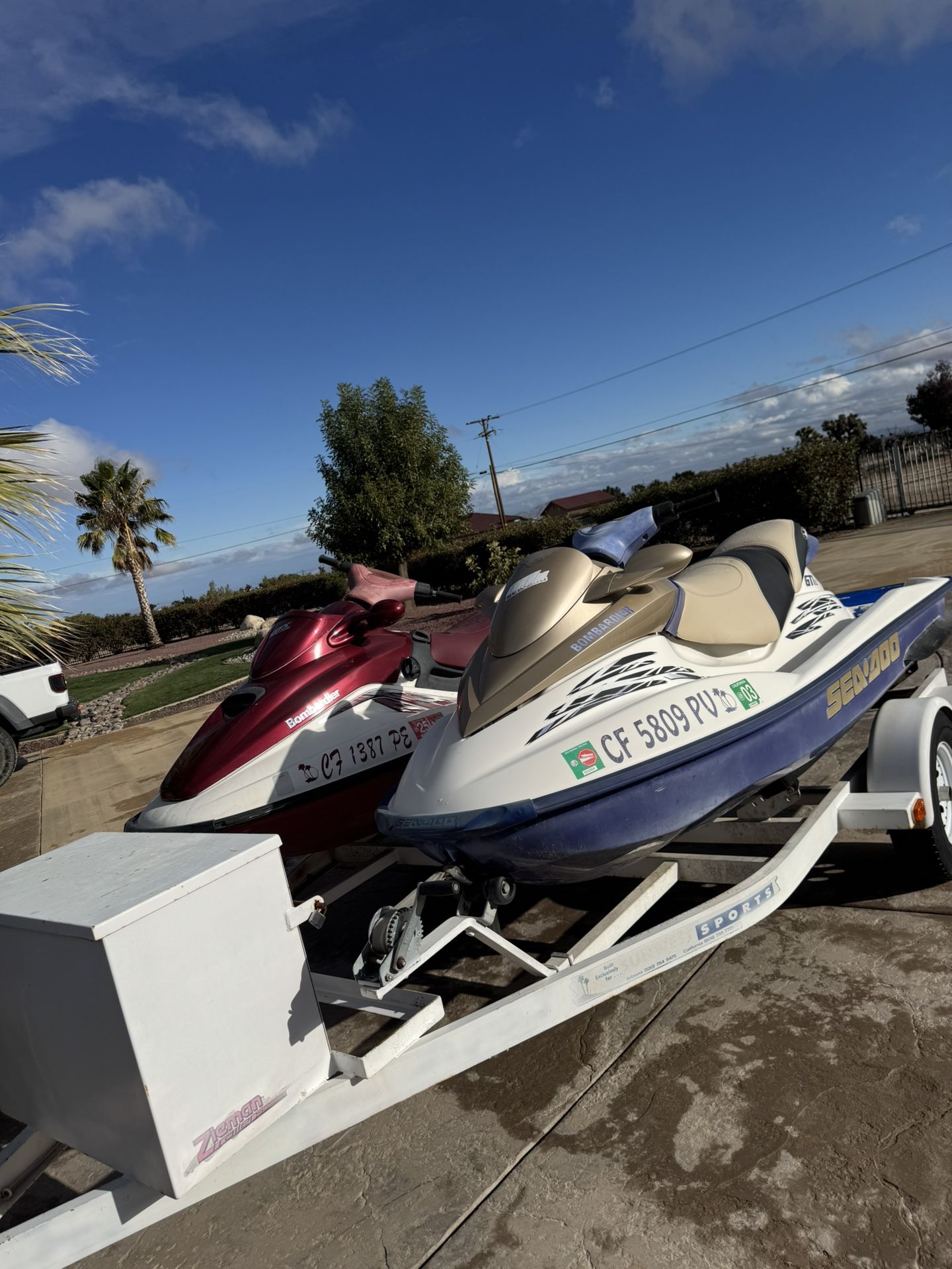 2 Sea-Doos And trailer