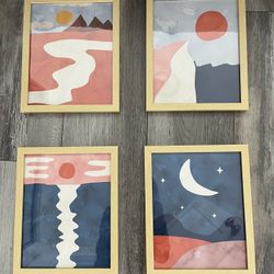 Modern Wall Art Framed Set Of 4