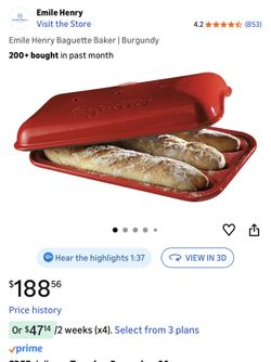 Emile Henry France 15"x9" Flame Baguette Bread Loaf Baker Maker Stoneware