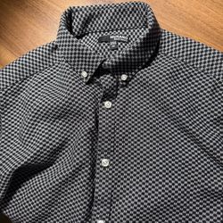 Murano Liquid Luxury Men’s Button-Up Shirt M Black White Geometric Pattern